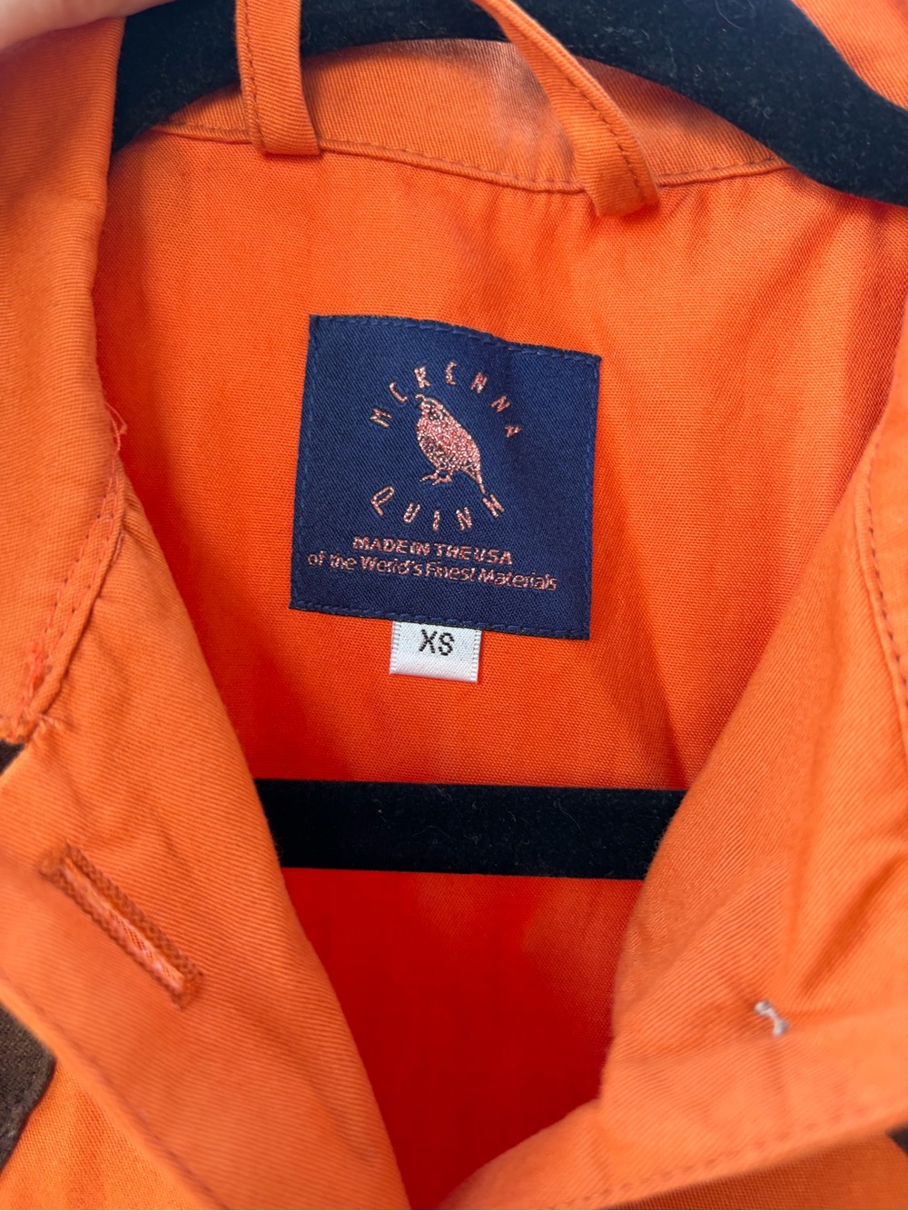 Women's Orange Button-Front Utility Shirt with Brown Shoulder Yokes - Picture 3 of 5